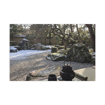 Winter Tea Ceremony Karesansui Canvas Art | Serene Decor