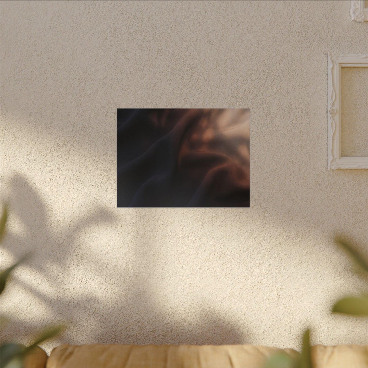 Dark Japandi Silk Drape in Dawn | Shadow Zen Canvas Art