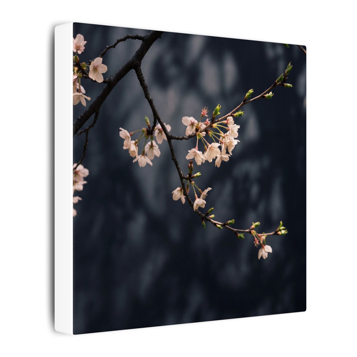 Cherry Blossom Moody Minimal Canvas Art | Bold Dark Japandi Art