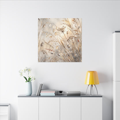 Winter Dried Flowers Watercolor Canvas Art | Warm Decor
