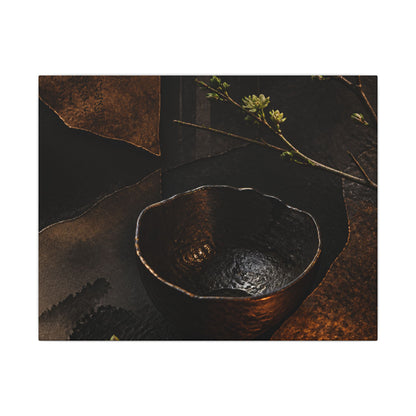 Atmospheric Ceramic Bowl Canvas Art - Shadow Zen Dark Japandi