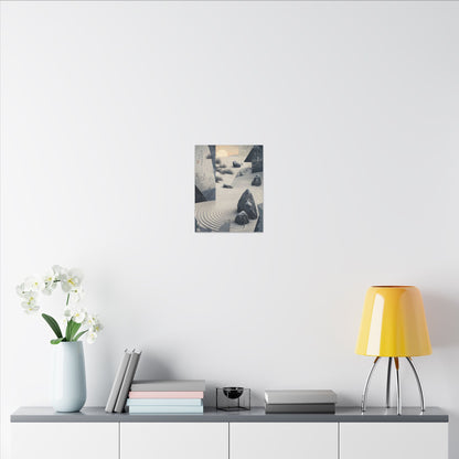 Seijaku Rock Garden Canvas Art - Zen Ukiyo E Inspired