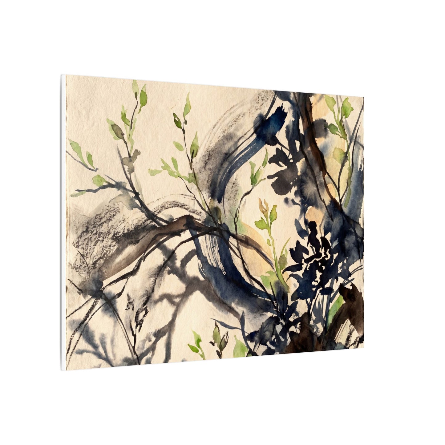 Ma Shadow Play Canvas Art - Dark Japandi Charcoal Ink