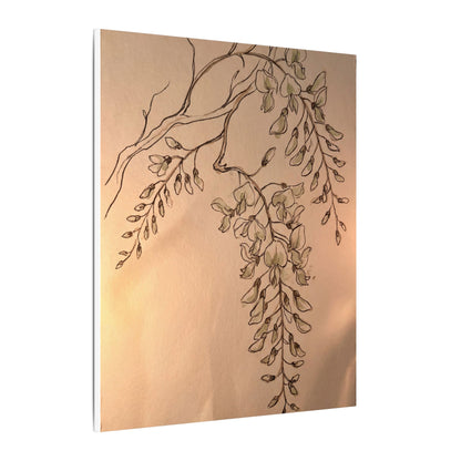 Japandi Wisteria in Candlelight | Minimal Line Canvas Art