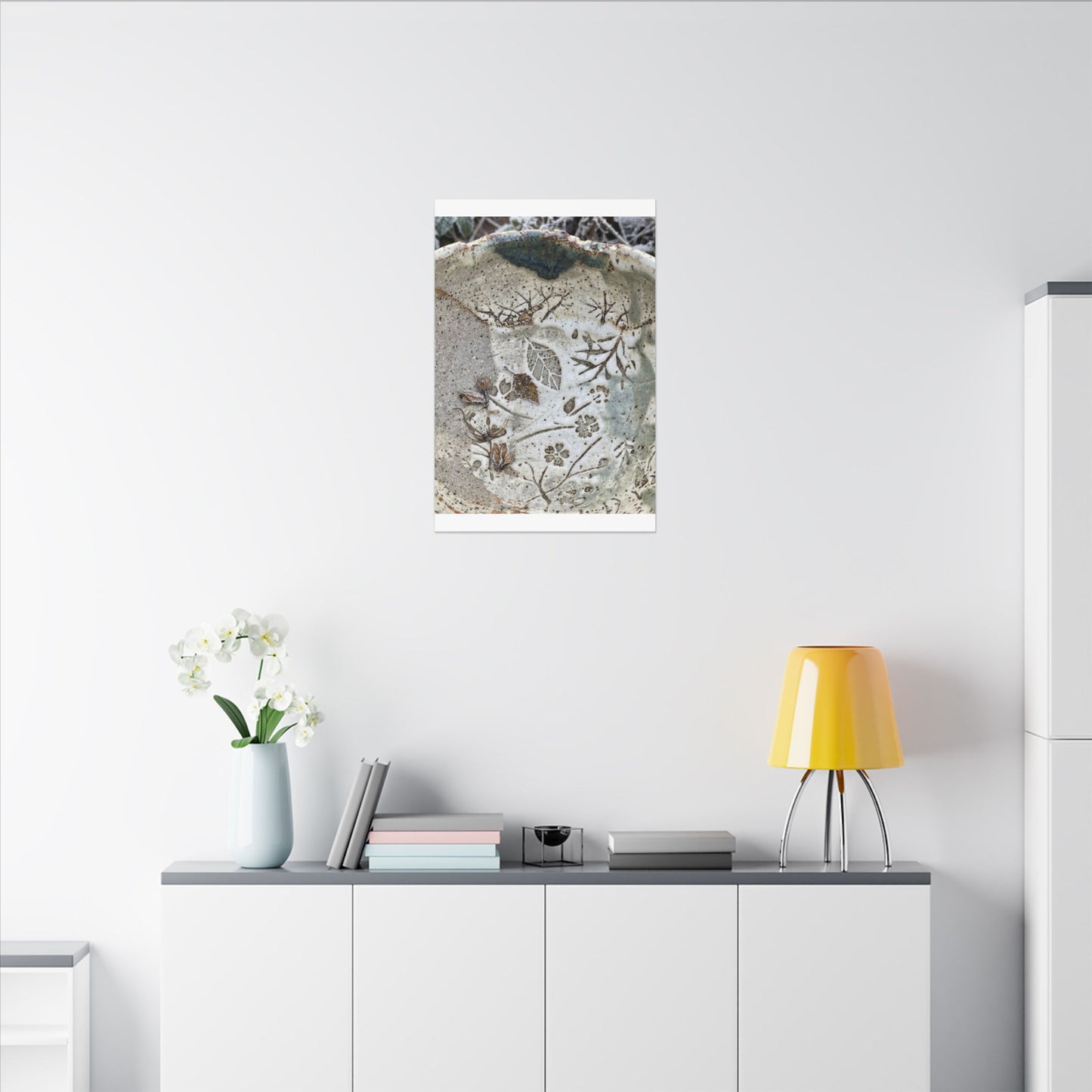 Ceramic Bowl Winter Canvas Art | Japandi Earthy Design