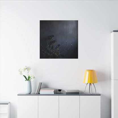 Dried Flowers Spring Canvas Art | Dark Japandi Moody Design