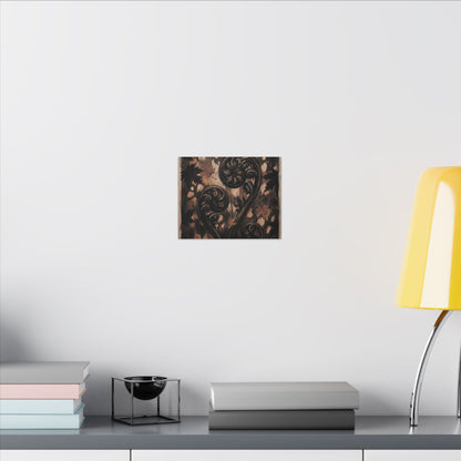 Mono No Aware Fern Unfurling Canvas Art - Dark Japandi Charcoal Ink