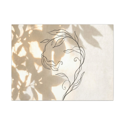 Warm Shoji Screen Canvas Art - Minimal Line Japandi Art Print