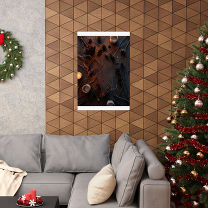 Dried Flowers Winter Wall Art Print | Dark Japandi Sophisticated Design