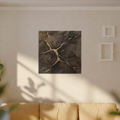 Spring Cracked Earth Charcoal Ink Canvas Art | Luxurious Decor