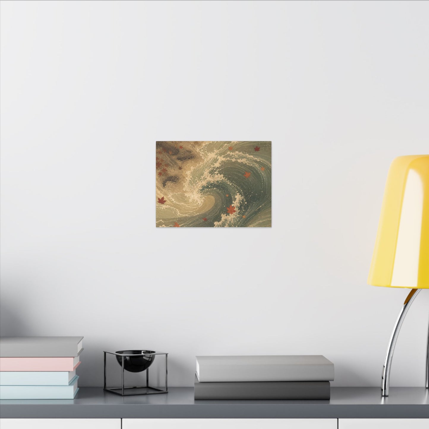 Japandi Ocean Wave in Candlelight | Japanese Pattern Canvas Art