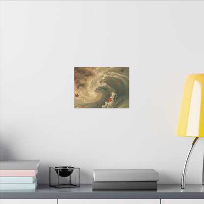 Japandi Ocean Wave in Candlelight | Japanese Pattern Canvas Art