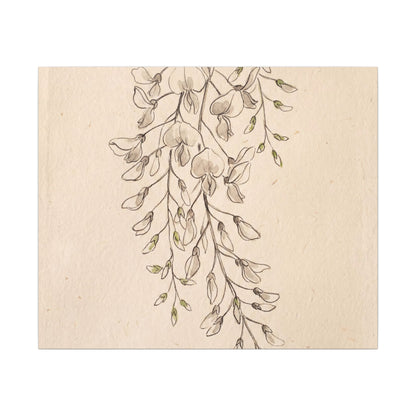 Japandi Wisteria in Golden Hour | Minimal Line Canvas Art
