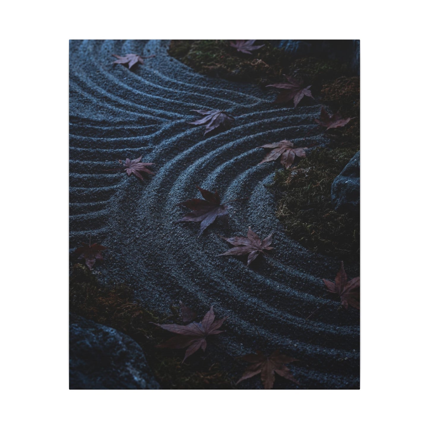 Rock Garden Canvas Art | Autumn Dark Japandi Dark Texture Art