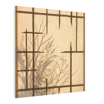 Shoji Screen Canvas Art | Winter Japandi Minimal Line Art