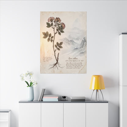 Winter Mountain Mist Herbarium Canvas Art | Earthy Decor
