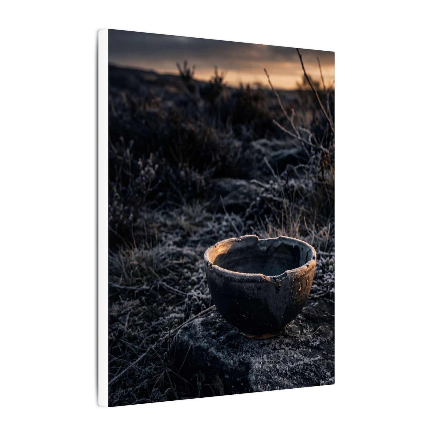 Kanso Ceramic Bowl Canvas Art - Dark Japandi Dark Texture