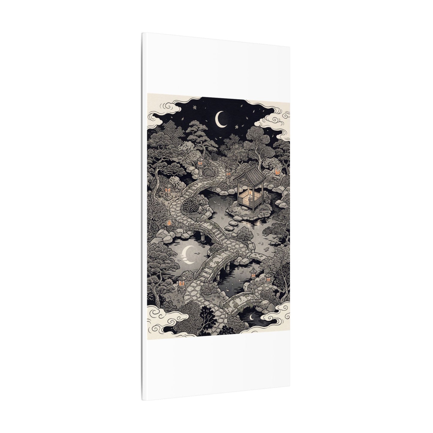 Moonlit Garden Ukiyo E Inspired Canvas Art | Serene Zen Art