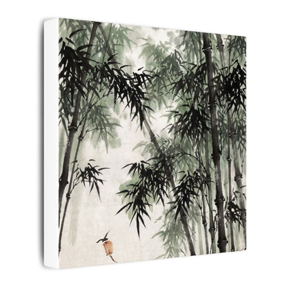 Zen Bamboo Grove in Overcast | Sumi E Canvas Art