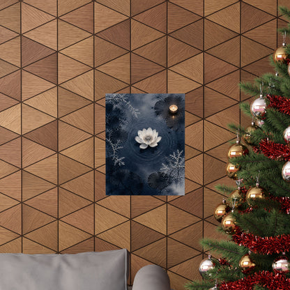 Lotus Flower Wall Art Print | Winter Zen Sumi E Art
