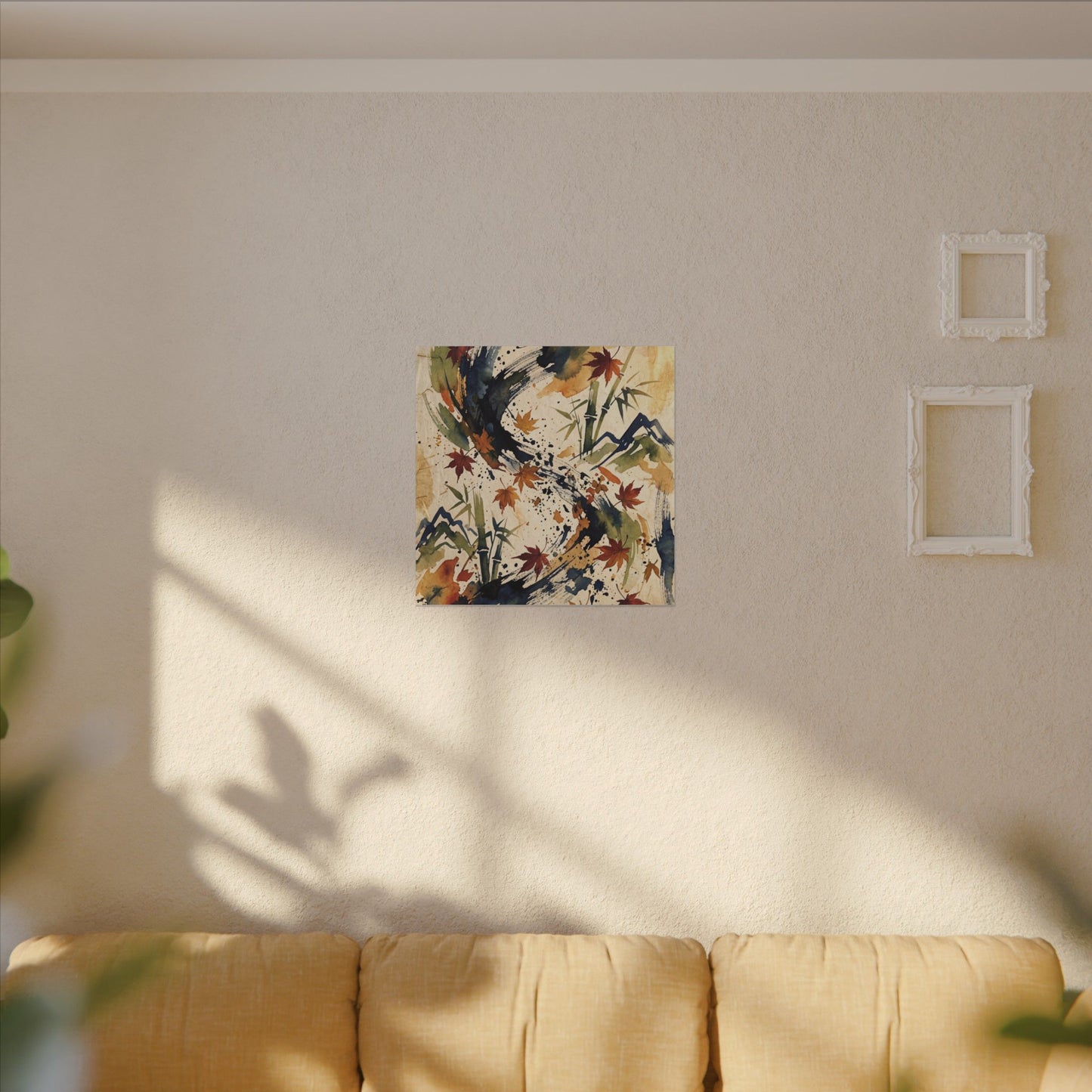 Golden Hour Ink Brushstroke Canvas Art - Zen Shibui