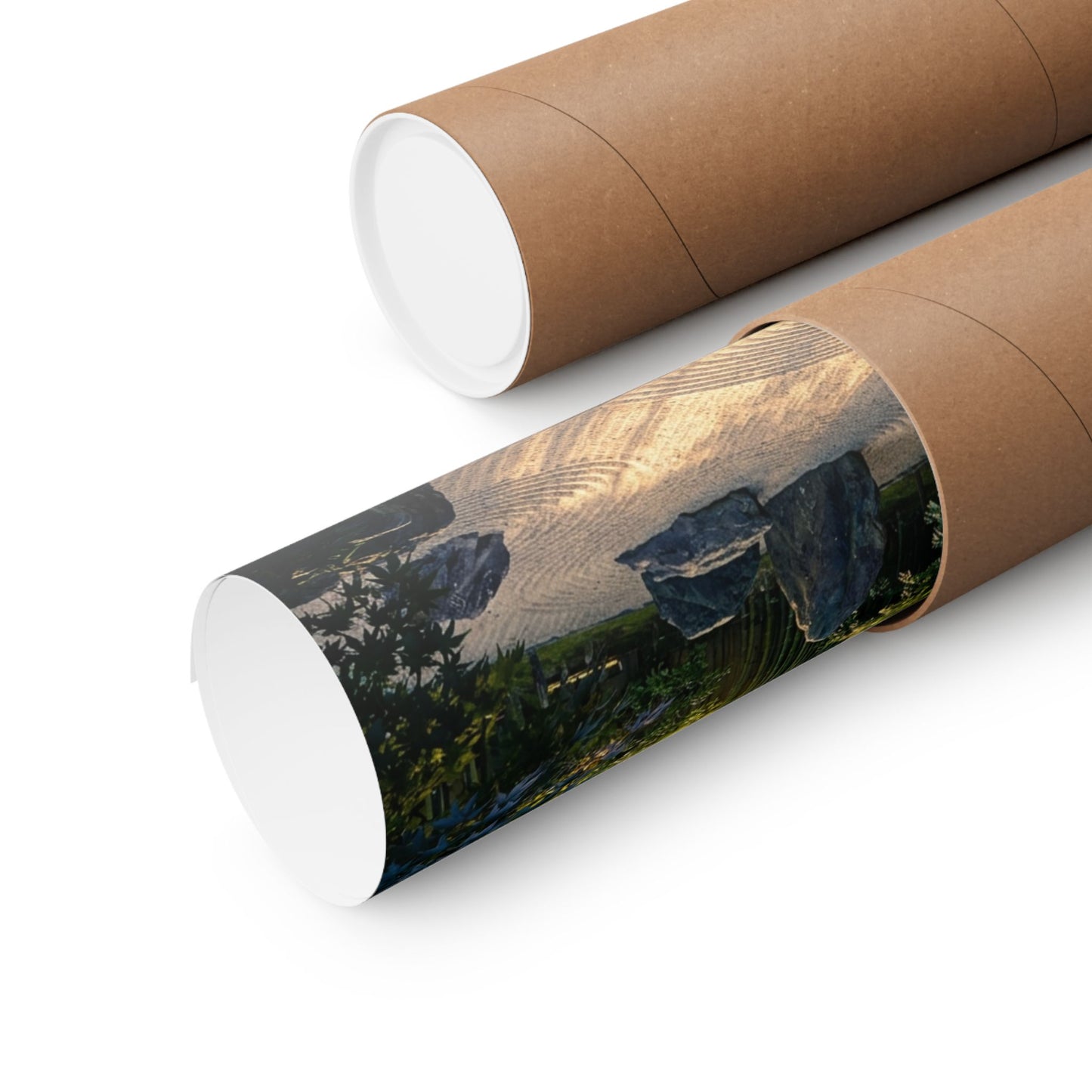 Golden Hour Rock Garden Wall Art Print - Zen Mono No Aware