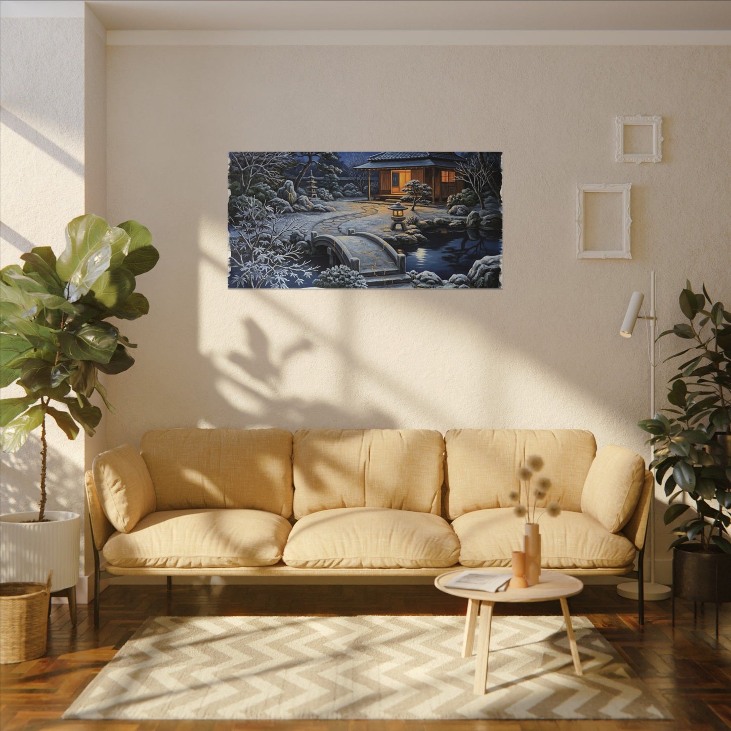 Moonlit Garden Winter Canvas Art | Kintsugi Artful Design