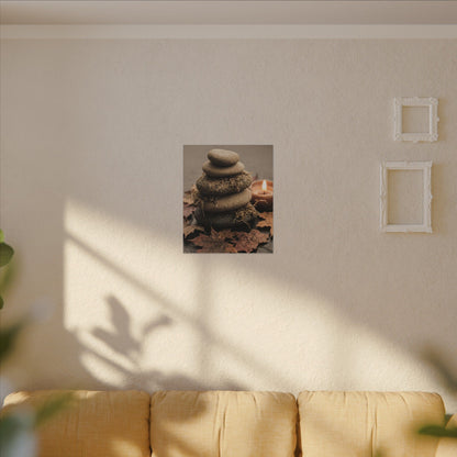 River Stones Canvas Art | Autumn Japandi Texture Art