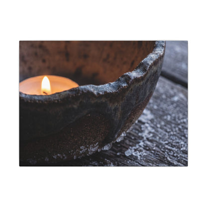Atmospheric Ceramic Bowl Canvas Art - Moody Minimal Dark Japandi Art Print