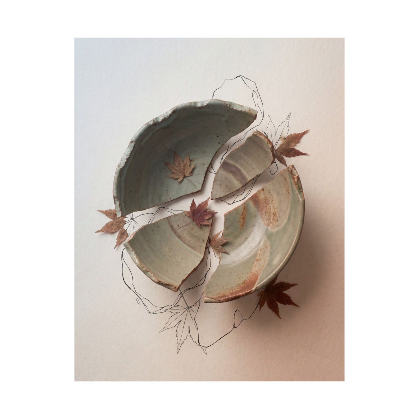 Ceramic Bowl Minimal Line Wall Art Print | Neutral Japandi Art