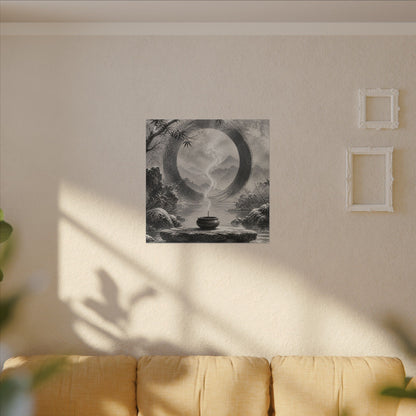Incense Smoke Canvas Art | Winter Zen Sumi E Art
