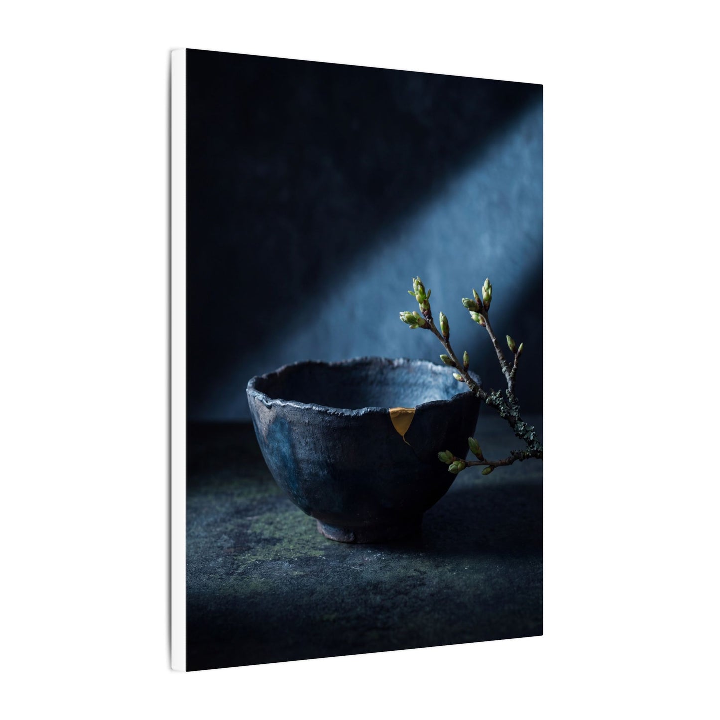 Ceramic Bowl Shadow Zen Canvas Art | Sophisticated Dark Japandi Art