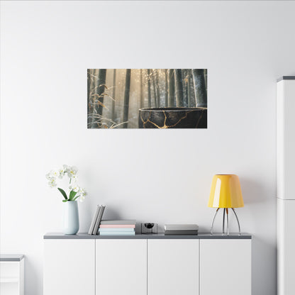 Fukinsei Bamboo Grove Canvas Art - Kintsugi Gold Repair