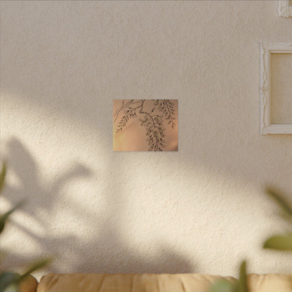 Japandi Wisteria in Candlelight | Minimal Line Canvas Art