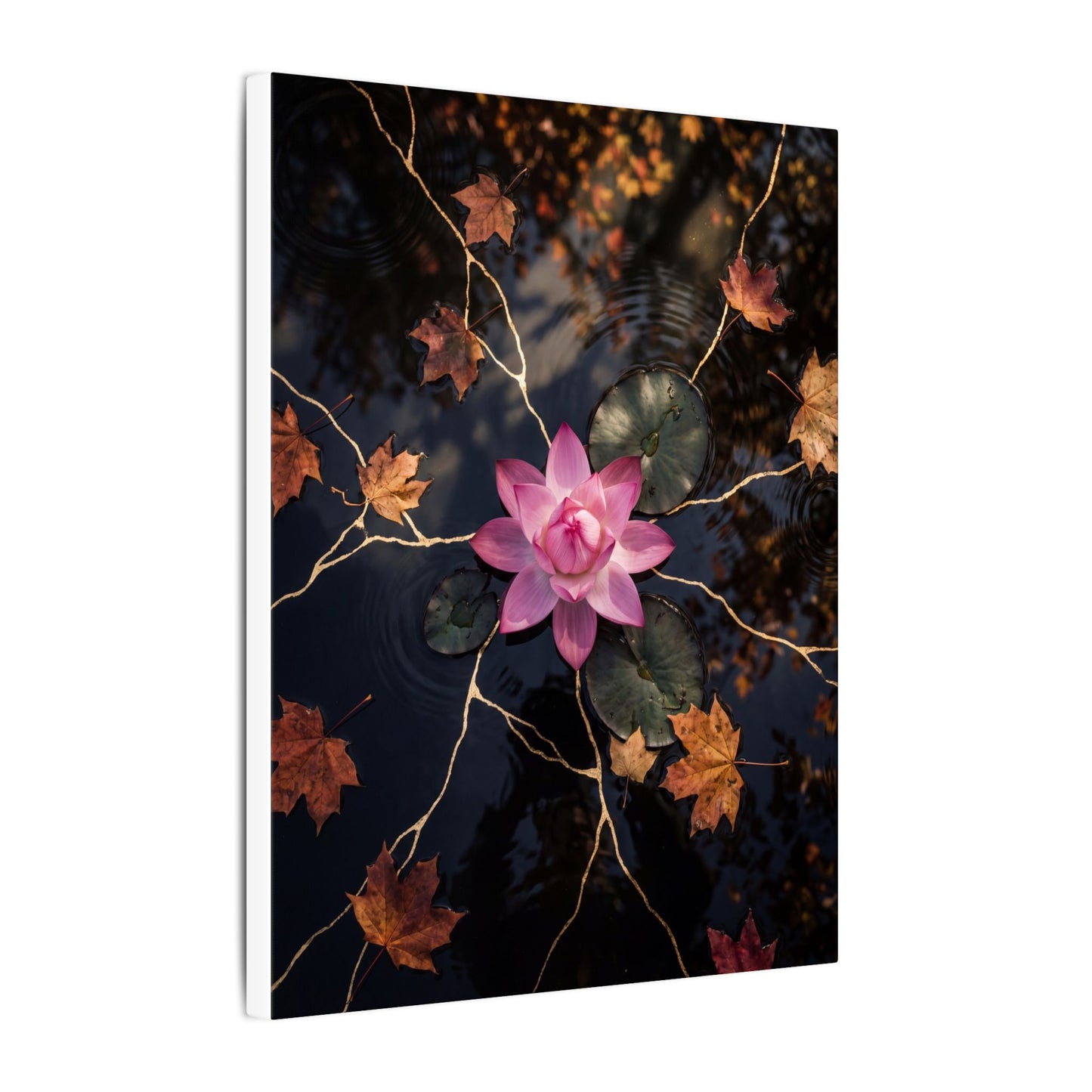 Ma Lotus Flower Canvas Art - Kintsugi Gold Vein
