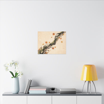 Ink Brushstroke Autumn Canvas Art | Zen Calm Design