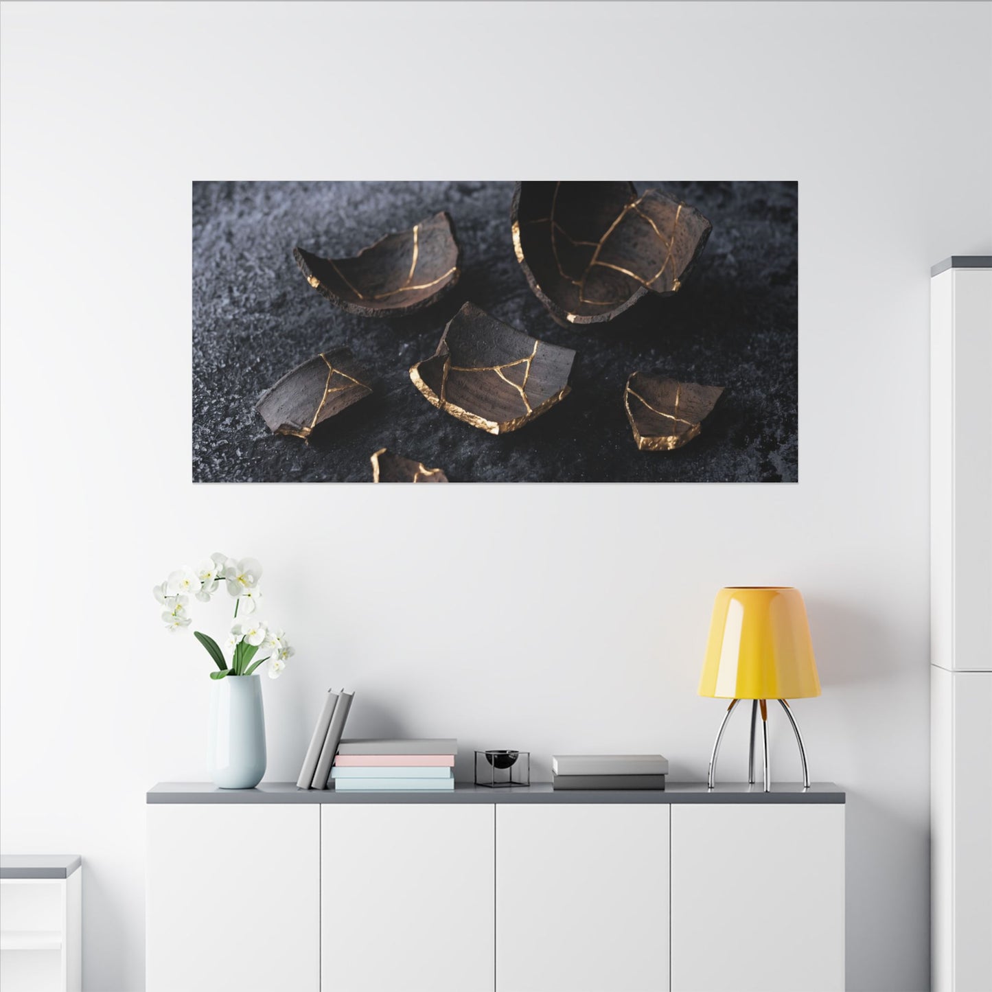 Winter Broken Pottery Shadow Zen Canvas Art | Bold Decor