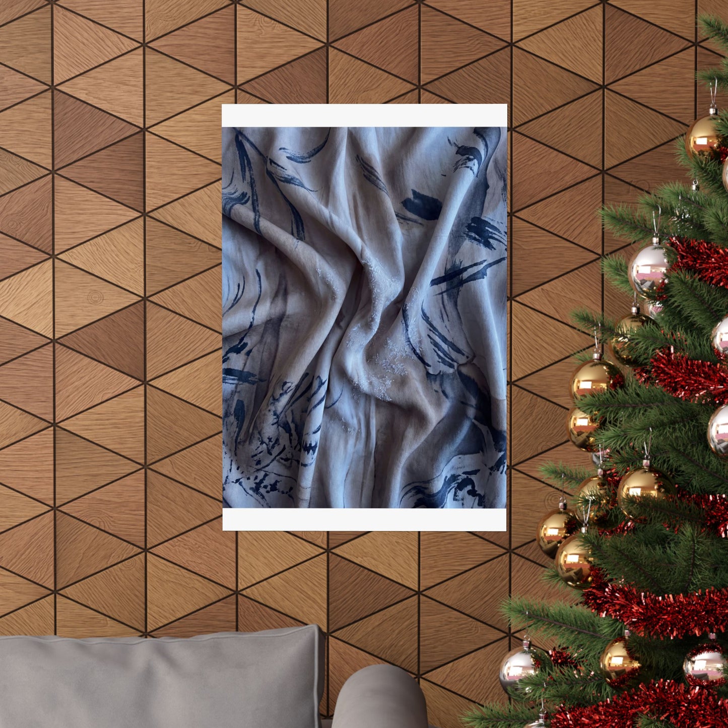 Silk Drape Wall Art Print | Winter Japandi Japanese Pattern Art