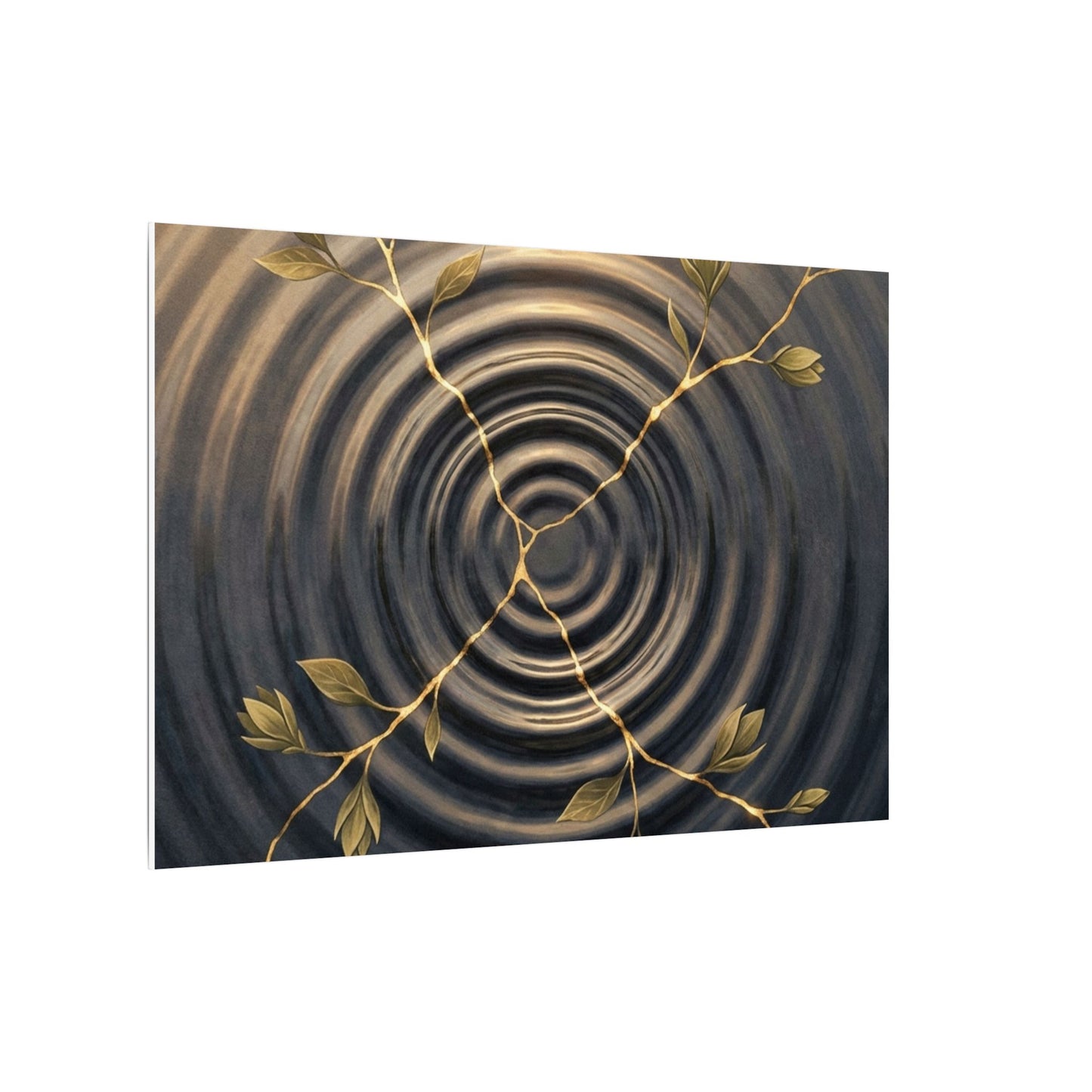 Kanso Water Ripple Canvas Art - Kintsugi Gold Vein