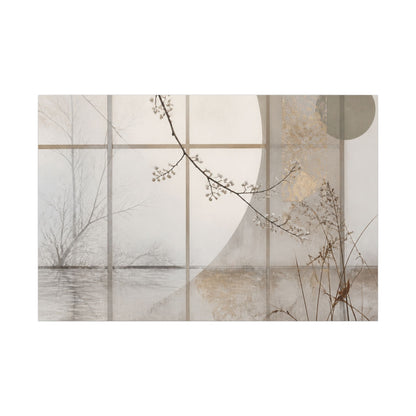 Winter Shoji Screen Japanese Pattern Canvas Art | Elegant Decor