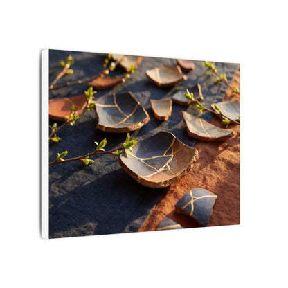 Spring Broken Pottery Gold Vein Canvas Art | Philosophical Decor