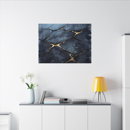 Mono No Aware Cracked Earth Canvas Art - Dark Japandi Charcoal Ink