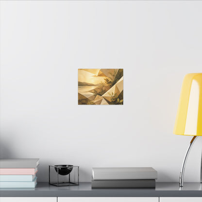 Golden Hour Paper Fold Canvas Art - Japandi Ma