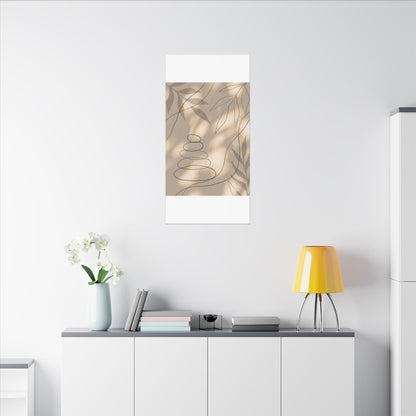 River Stones Minimal Line Canvas Art | Earthy Japandi Art