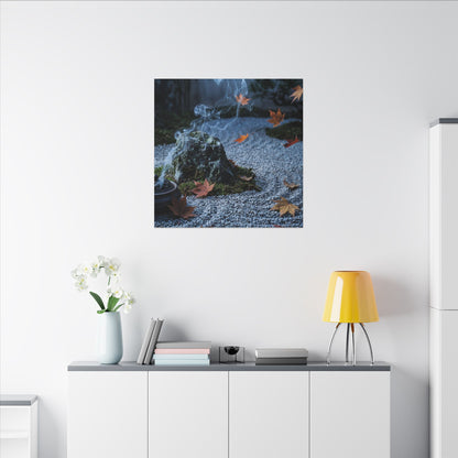 Autumn Incense Smoke Karesansui Canvas Art | Calm Decor