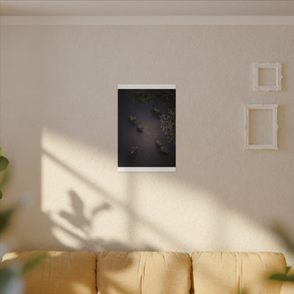 Dark Japandi Rock Garden in Dawn | Shadow Zen Canvas Art