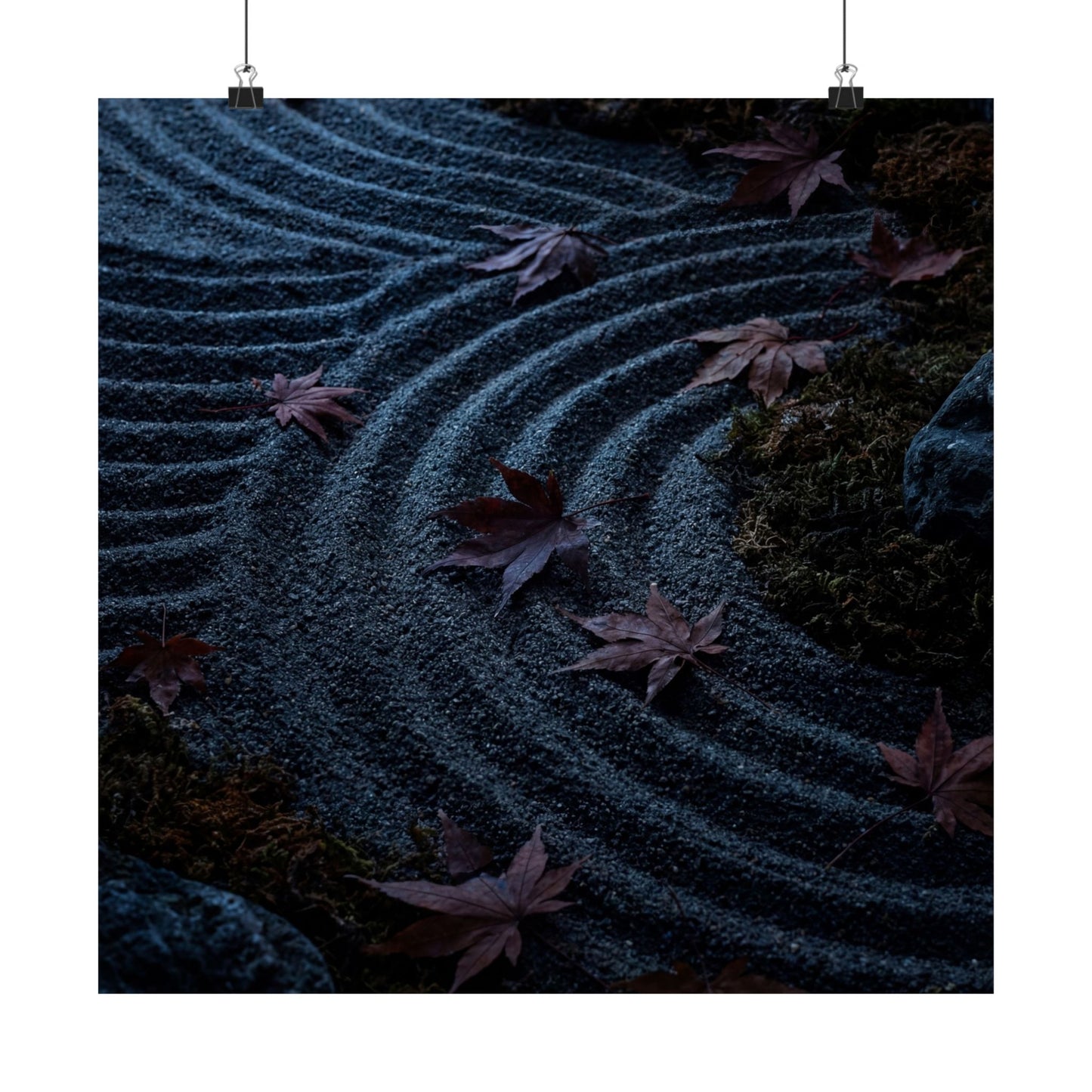 Autumn Rock Garden Dark Texture Wall Art Print | Moody Decor