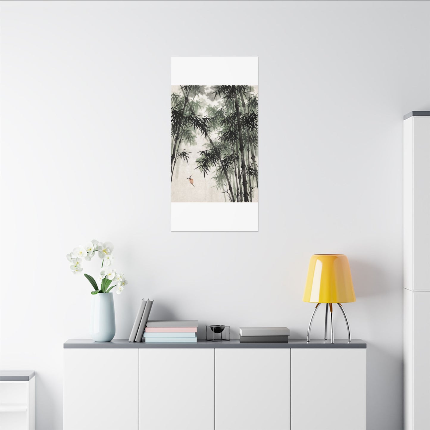 Zen Bamboo Grove in Overcast | Sumi E Canvas Art