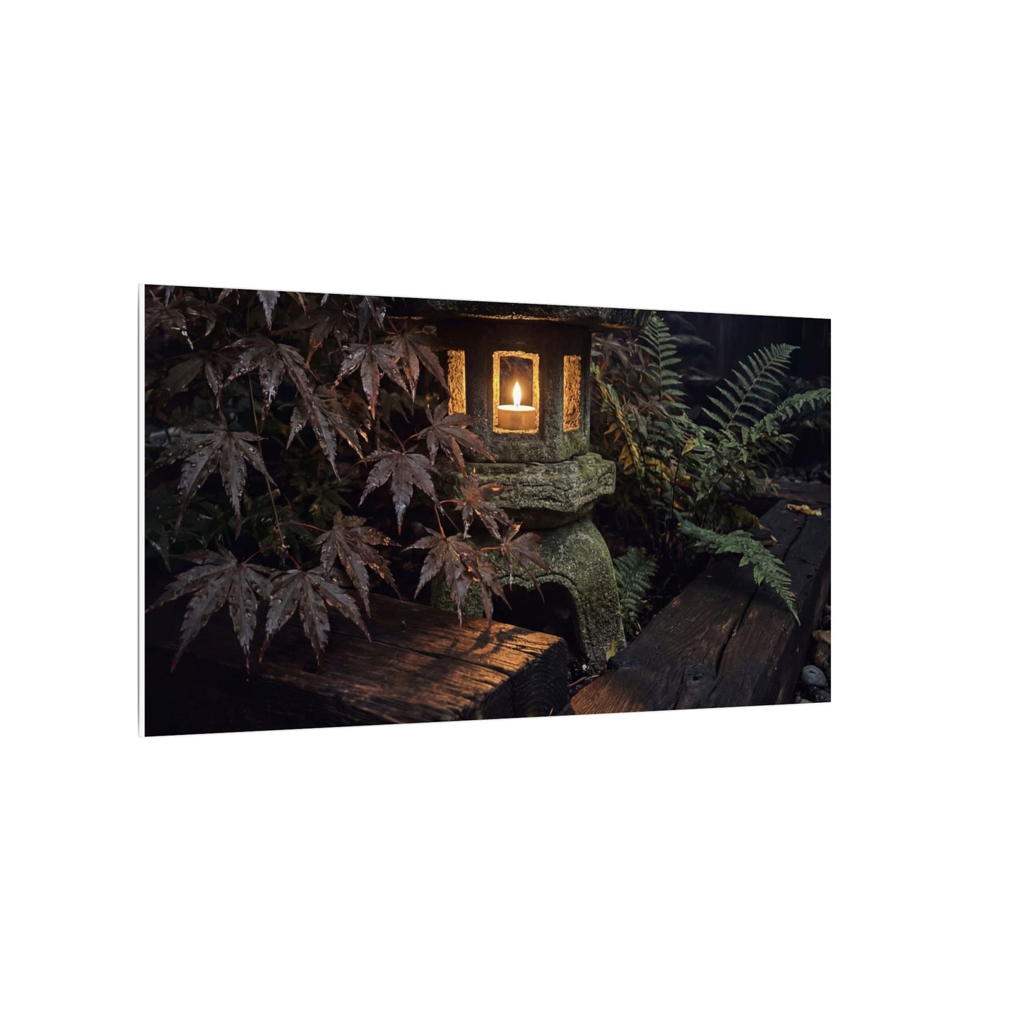 Moody Moonlit Garden Canvas Art - Shadow Zen Dark Japandi