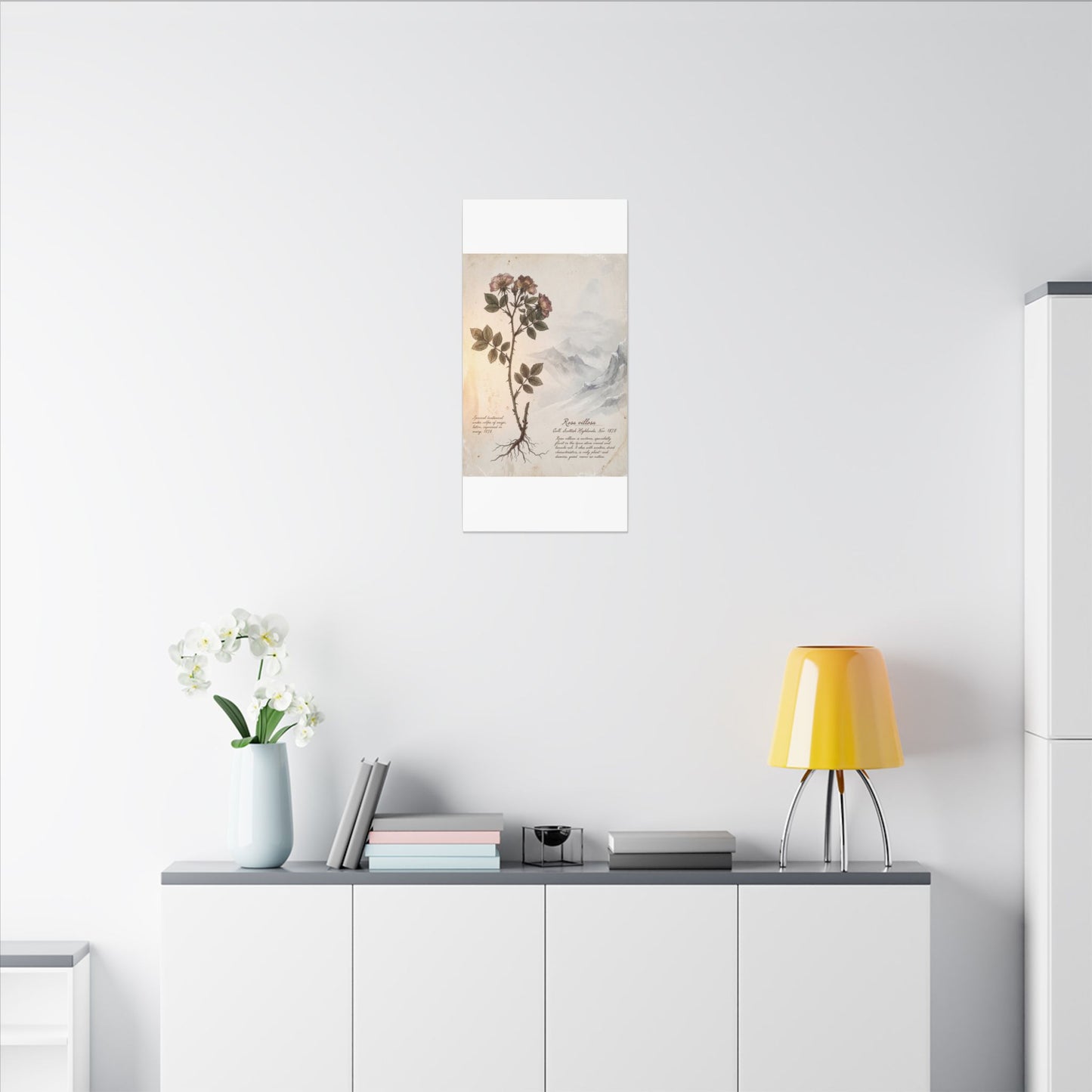 Winter Mountain Mist Herbarium Canvas Art | Earthy Decor